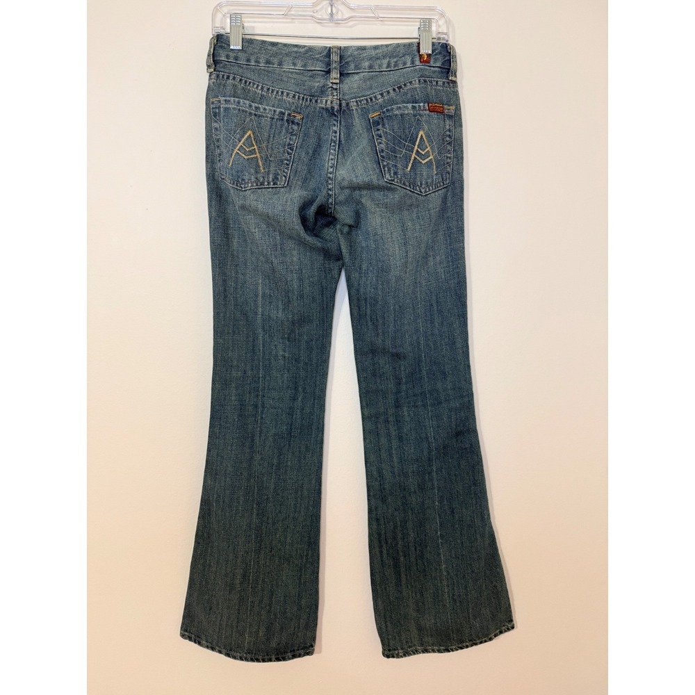 7 For All Mankind A Pocket Flare Jeans Medium Wash Low Rise Size 25 Made in USA - Picture 4 of 5